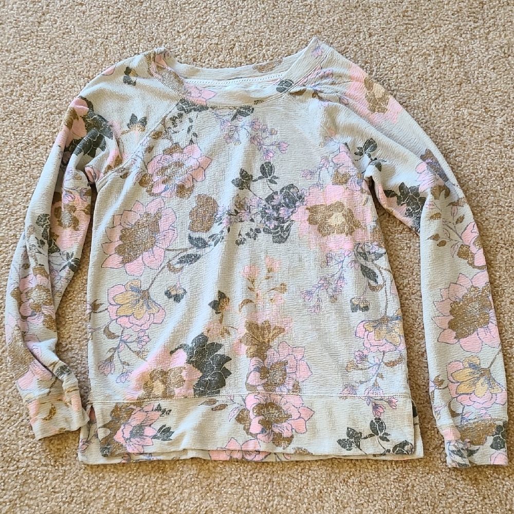 Maurices Floral Long Sleeve Tee - Pink and Brown
